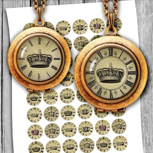 Königliches Uhren-Gesicht zum Ausdrucken - Kronen Anhänger, Ohrringe (Digitaler Download)