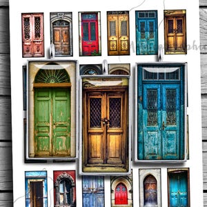 Old Doors 1x2 inch Printable rectangle images Domino Images Rustic doors Digital Collage Sheet - Instant Download