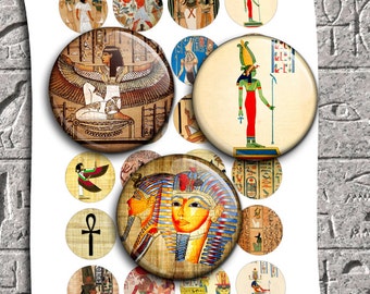 Egyptian Art Circle Bottle cap images 1" 20mm 25mm, 30mm, 1.5" Printable Images Digital Collage Sheet Instant Download