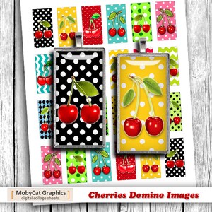 Cherry 1x2 inch Domino printable images for Pendants Digital Collage Sheet - Instant Download