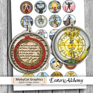 Esoteric Alchemy 20mm 1 inch 30mm 1.5 inch for Cabochons Bottle Caps Alchemy Symbols Digital Collage Sheet Instant Download