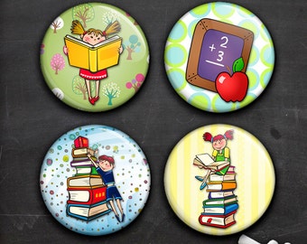 School Kids- Digital Collage Sheet 1 inch, 1.5 inch Printable Circle images for Glass Pendants, Bottle caps - Instant Download