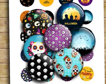 Halloween Button images 1.313 inch 1.25 inch 1 inch 20 mm Printable Halloween images Scrapbooking Digital Collage Sheet  Freepik.com