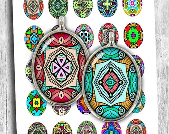 Colorful Abstact Ovals Digital Cabochon 13x18mm 30x40mm 22x30mm 18x25mm Pop Art Ovals Digital Collage Sheet Instant Download