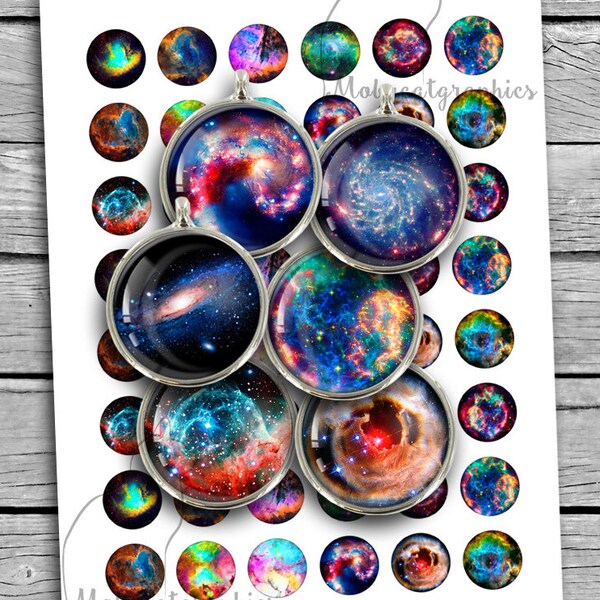 Nebula 10mm 12mm 20mm 1 inch 34mm Printable images Pendant Images Digital Cabochon Digital collage sheet