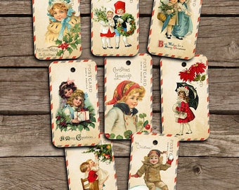 Printable Hang Tags Christmas Tags Holiday Printable Tags Christmas Gift Cards Hang Tags DIY Print Digital Collage Sheet