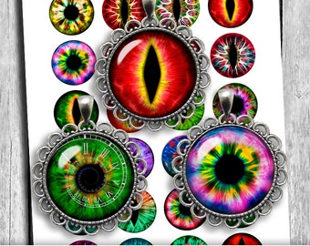 Fantasy Eyes 50mm Digital Eyes Digital Eye Iris Printable Digital Collage Sheet Instant Download