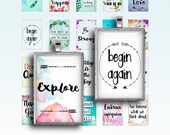 Inspirational Quotes 18x25mm 1x2 inch 1x1.5 inch Boho 25x35mm Digital Collage Sheet Printable images for Pendant trays Glass cabochons