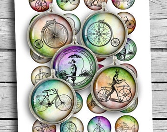 Bicycle Round images for Buttons 1.313 and  1.837" Digital Collage Sheet