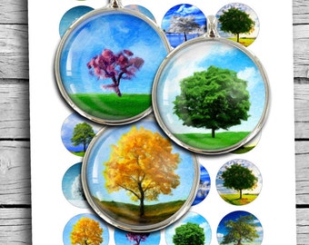 Baum des Lebens Gemälde Collage Sheet, 2,5-3,5 cm Kreise (Digitaler Download)