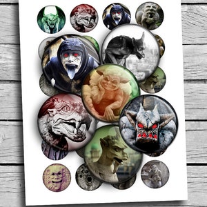 Creepy Gargoyles Digital Collage Sheet 35mm 30mm 25mm 1&quot; 1.5&quot; Round images for Jewelry making Printable