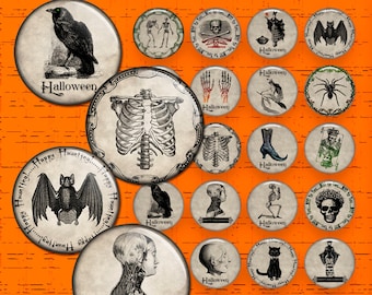 Halloween Round Images 1.313"  1.5"  1.25"  1" 25mm Printable images for Buttons Bottle caps Digital Collage Sheet Instant Download