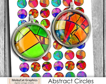 Farbe "Abstrakte Kreise" 1 Zoll, 20mm 25 mm für Bottlecap Bilder Anhänger Bilder Digitale Collage Blatt Instant Download