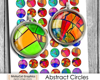 Abstract Circle Collage Sheet, 1 inch, 20mm, 25mm (Digital Download)