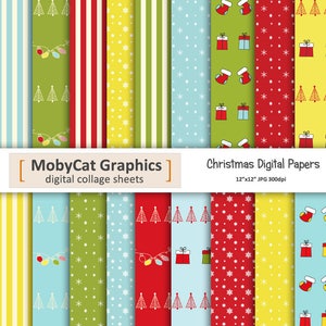 Christmas Papers Digital Christmas Scrapbooking Papers 12&quot;x12&quot;  Backdrop Papers Commercial Use Instant Download
