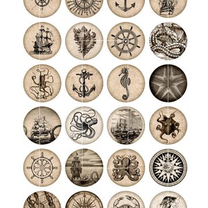Nautical Images 10mm 12mm 18mm 20mm Circle Printable Images - Etsy