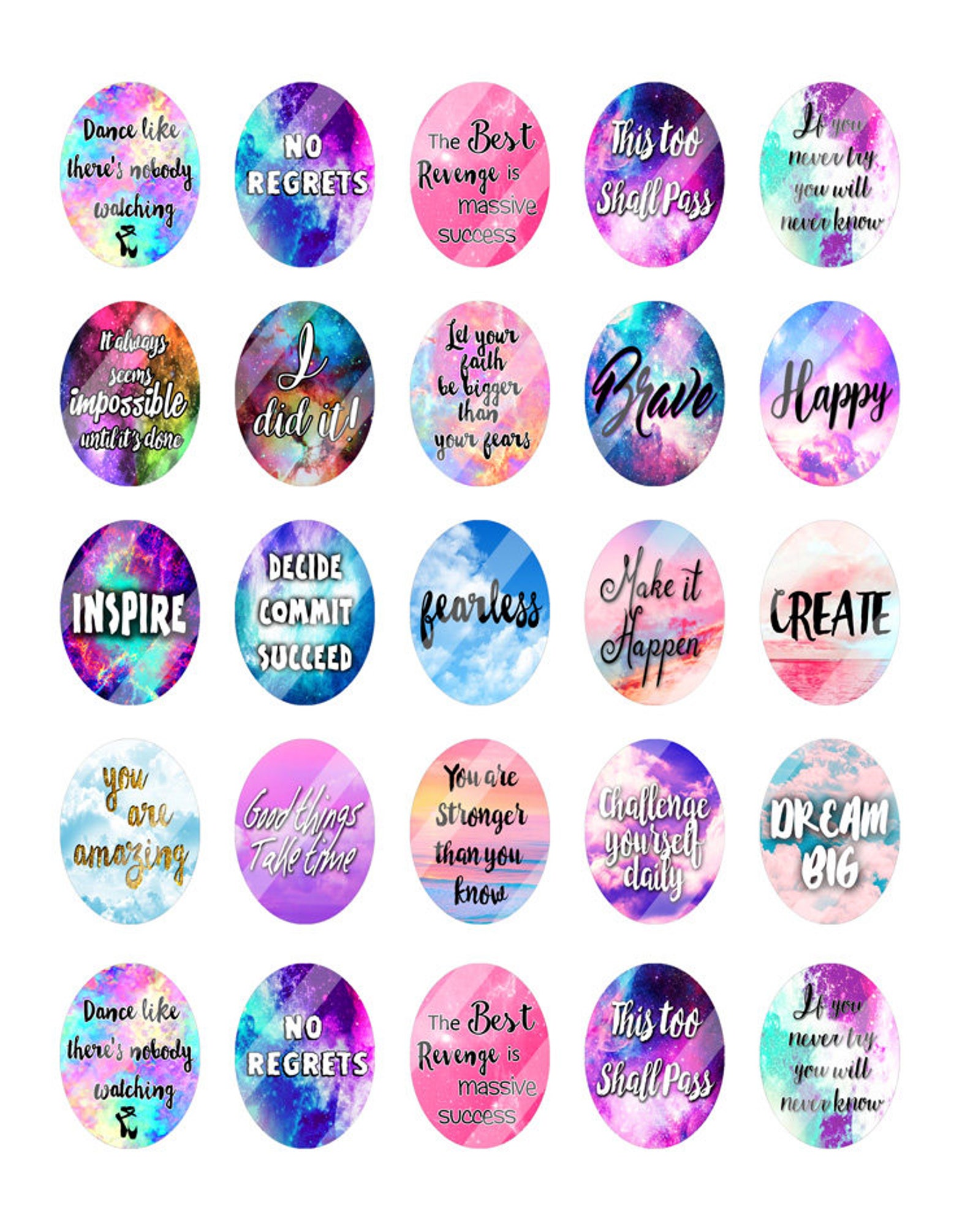 Motivational Quotes 30x40mm 22x30mm 18x25mm 13x18mm Oval | Etsy