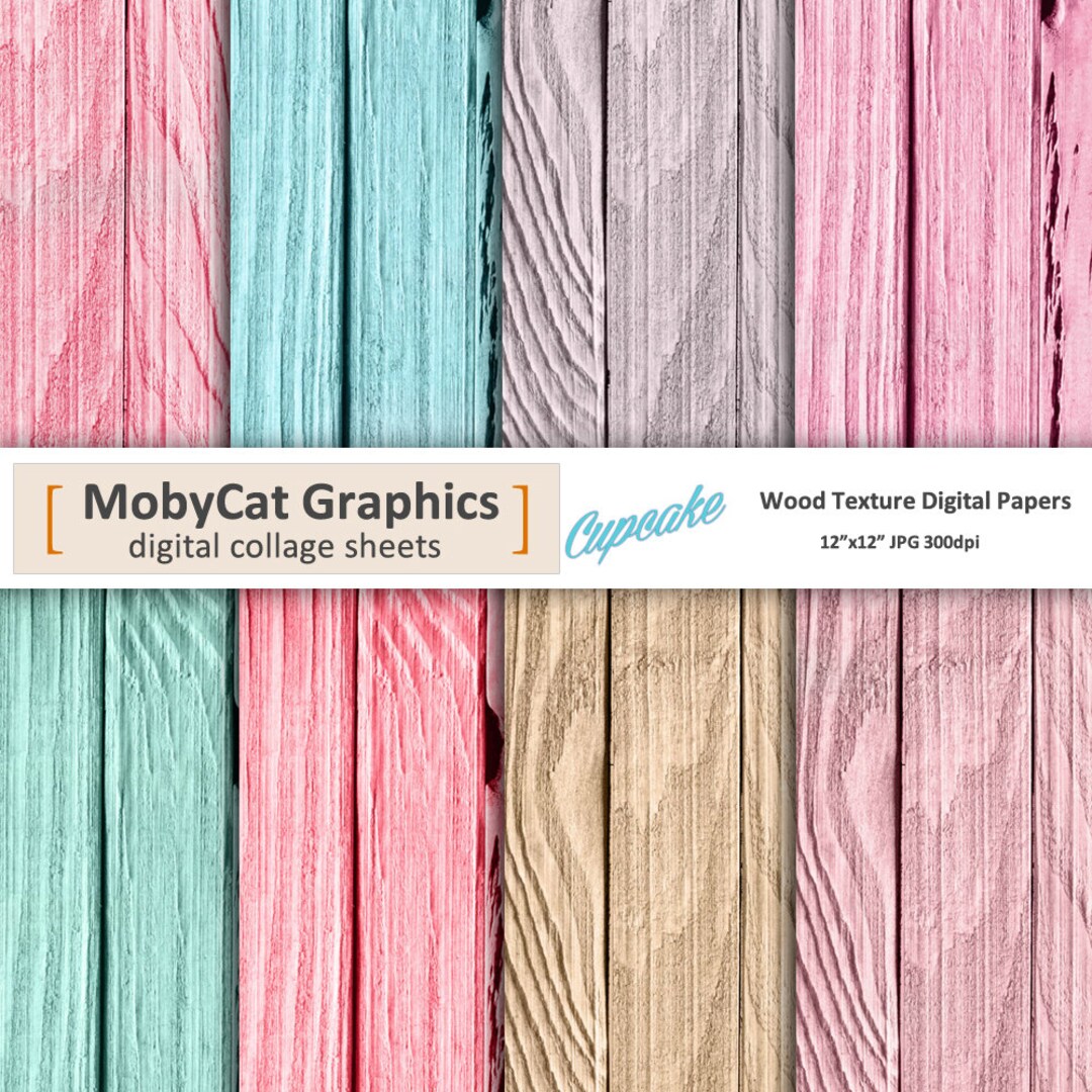 Wood Texture Digital Papers: 12x12 Scrapbook Backgrounds (digital ...