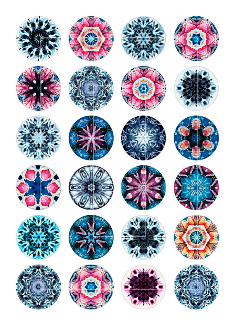 Printable Round Images 20 Mm 1.25 Inch 1 Inch 1.5 Inch Flower ...