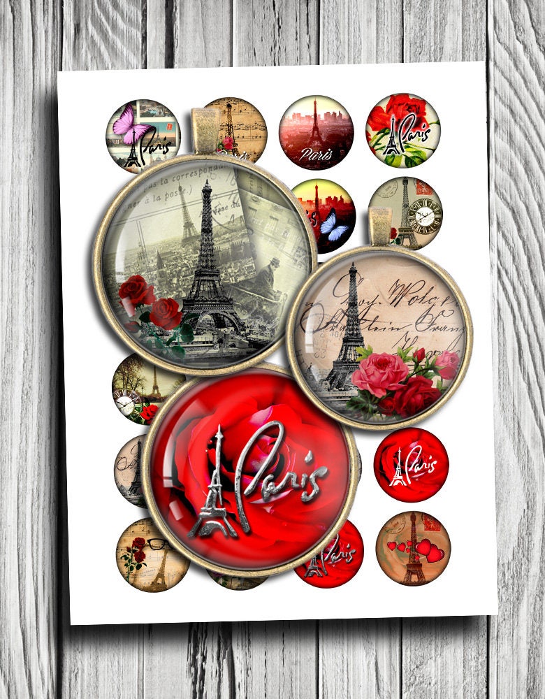 Paris Digital Collage Sheet 20mm 25mm 1 inch 30mm 1.5 inch | Etsy