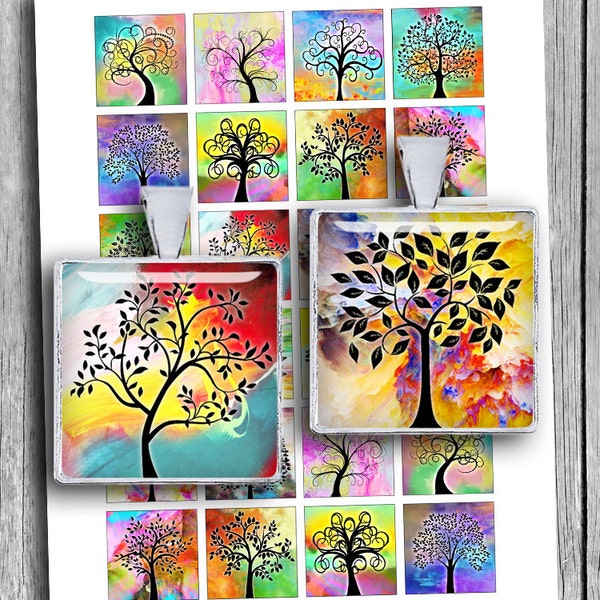 Tree of Life 1x1" 0.75x0.83" 1.5x1.5" images for Jewelry Scrabble tile images Printable Digital Collage Sheet - Instant Download