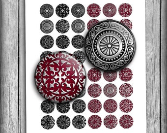 Digitale Collage blad Steampunk ornamenten afdrukbare beelden voor oorbellen, sieraden maken 20mm 18mm 16mm 14mm 12mm Instant Download