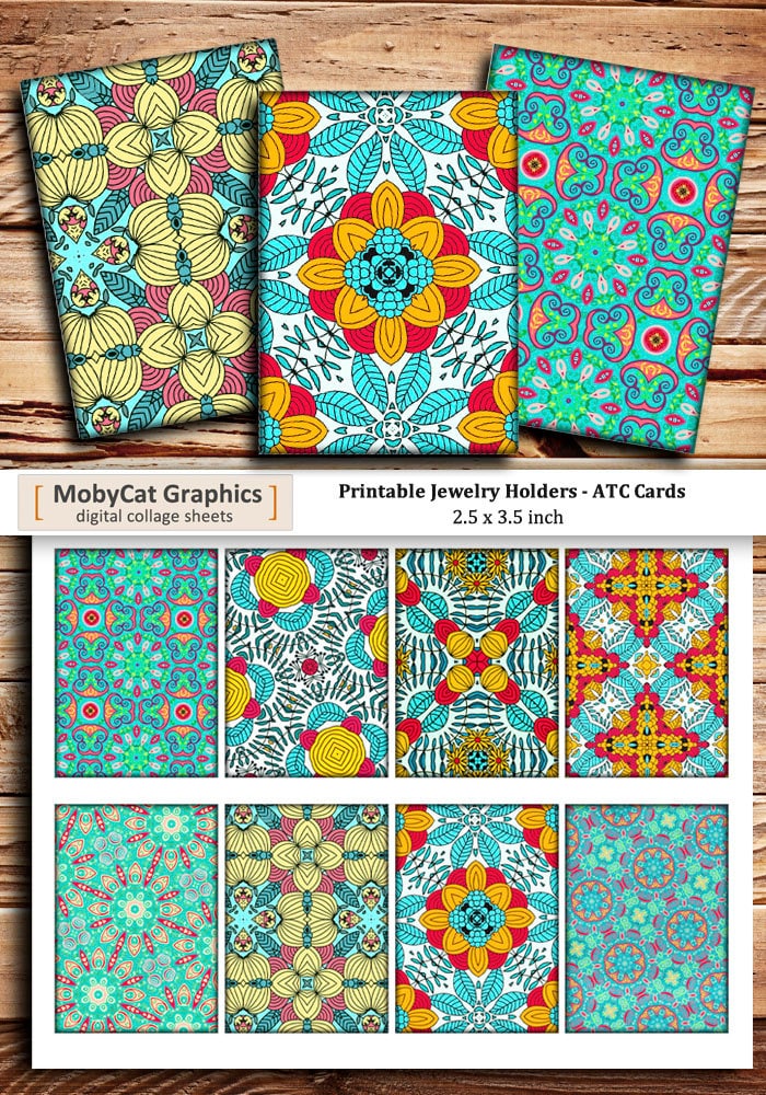 Printable Jewelry Holders Floral Seamless 2.5x3.5 Inch ATC | Etsy