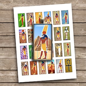 Egyptian Gods Digital Collage Sheet Domino Rectangular Images 1x2 inch for Pendants, Cabochons, Jewelry Making