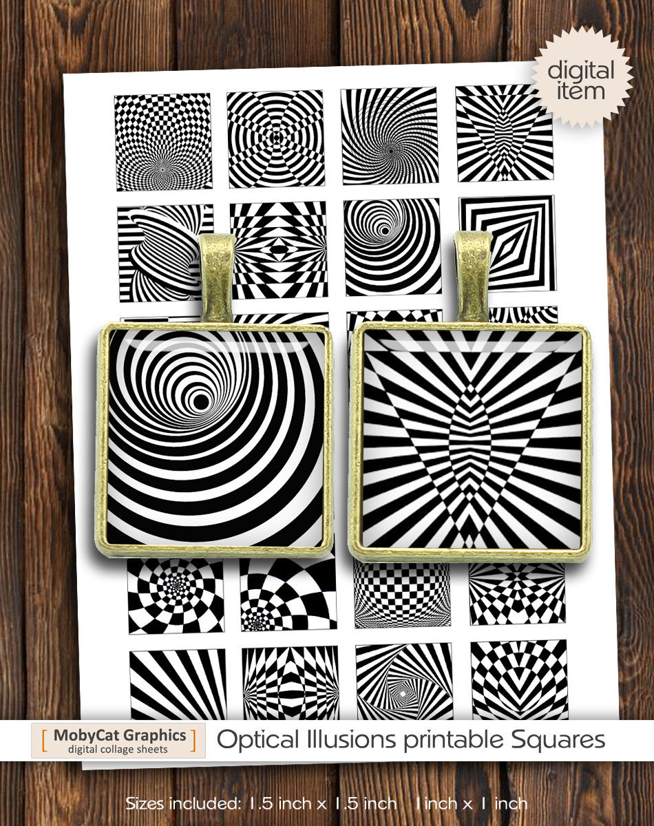 Optical Illusions 1x1 1.5x1.5 Printable Images for Jewelry Making ...