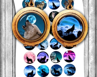 Wolves Bottle cap images - Instant Download  20mm  1 inch, 25mm, 30mm, 1.5 inch Printable Images - Collage Sheet