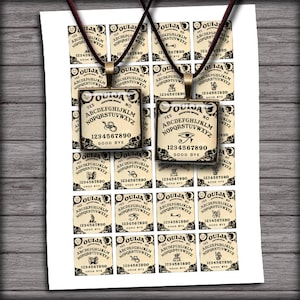 Ouija-bräde fyrkantiga bilder 2,5 cm 0,75x0,83 tum 3,8 cm utskrivbara material för smyckestillverkning - digitalt collageark - direkt nedladdning