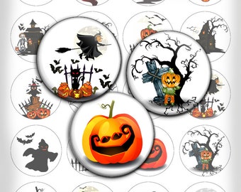 Halloween Bottle Cap Images: 1-inch & 1.5-inch Collage Sheet (Digital Download)