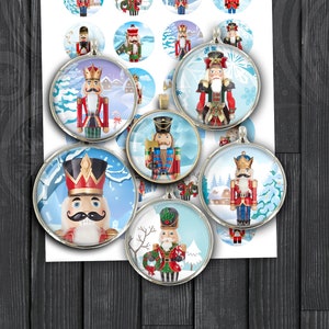 Printable Nutcrackers 1 inch 20mm 25mm 30mm 1.5 inch Christmas images for Scrapbooking Planner Stickers Magnets Digital Collage Sheet