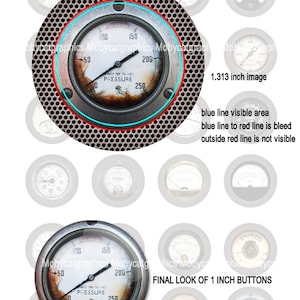 Calibres de vapor 1.5 1.313 1 30mm 25mm Imágenes redondas Calibres industriales Imágenes de joyería Hoja de collage digital imprimible Descarga instantánea imagen 4