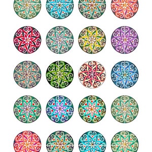 Printable 20mm 25mm 30mm 1" 1.5" Beautiful Ornament Circle Digital ...