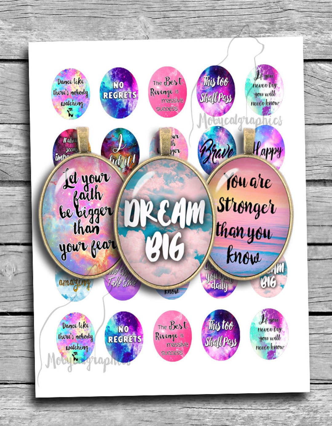 Motivational Quotes 30x40mm 22x30mm 18x25mm 13x18mm Oval Printable