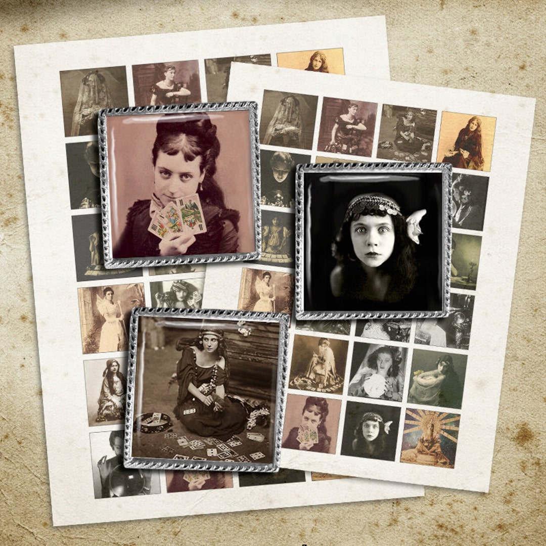 Gypsy Fortune Tellers Digital Collage Sheet 1.5x1.5 and 1x1 Square ...