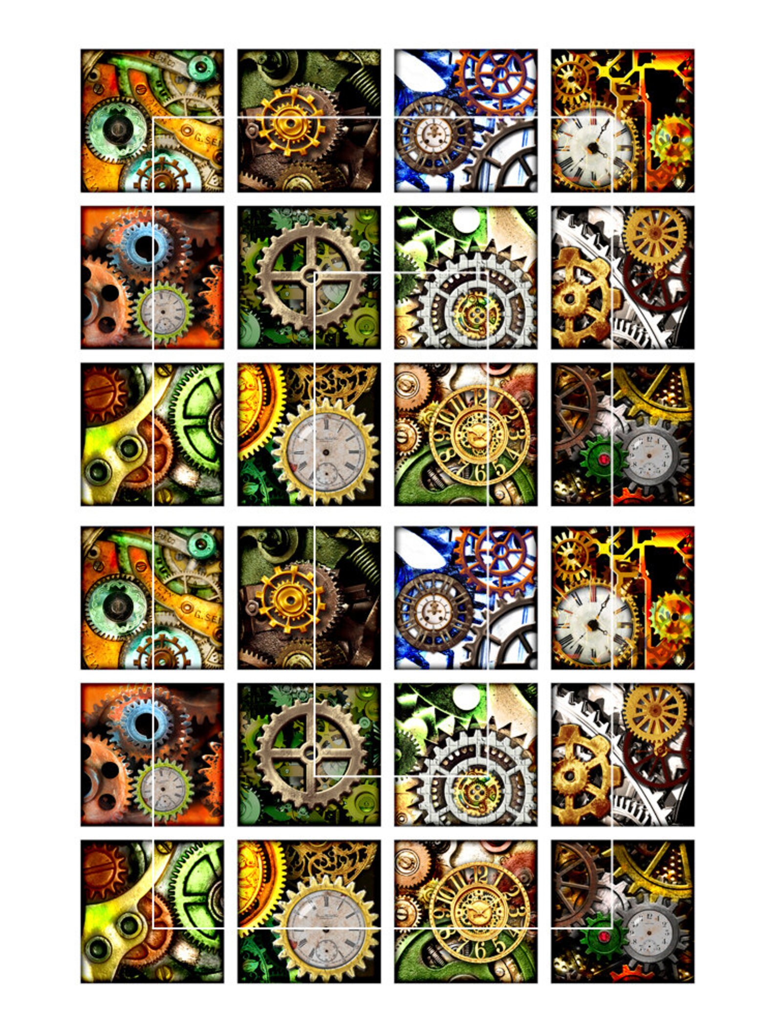 Steampunk Square Printable Images 1x1" 1.5x1.5" for Pendants, Magnets ...