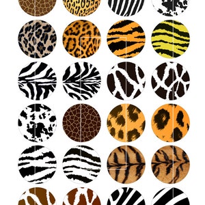 Animal Print 10mm 12mm 14mm 16mm 20mm Round Printable Images - Etsy