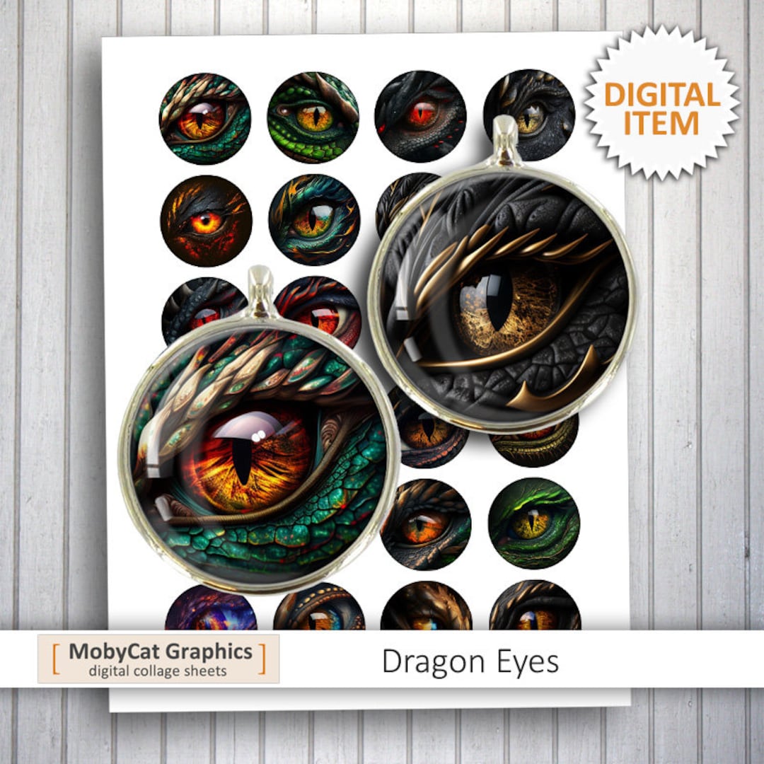 Printable Dragon Eyes 20 Mm 25 Mm 30mm 1 Inch 1.5 Inch for Bottlecaps ...