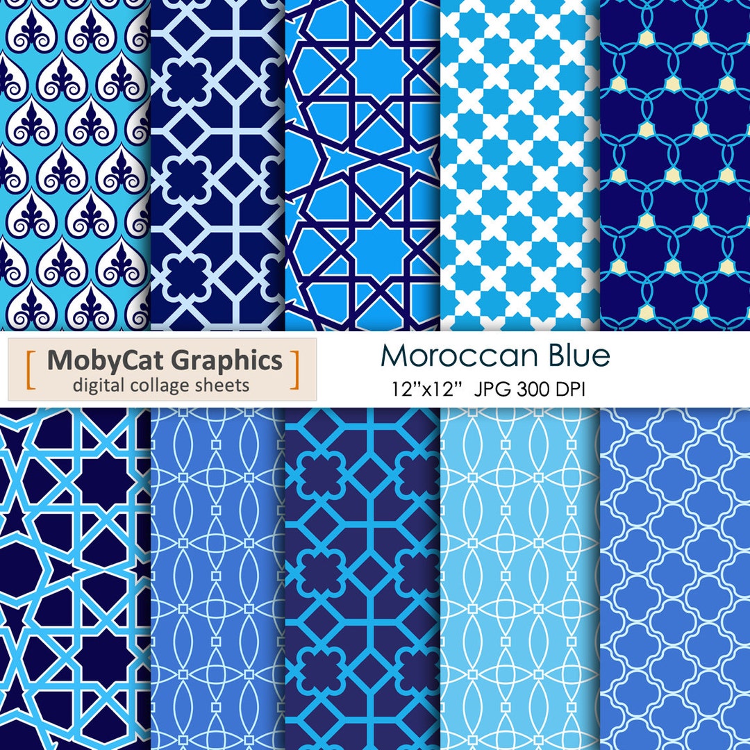 Moroccan Blue Digital Paper Pack: Mosaic Patterns (digital Download) - Etsy