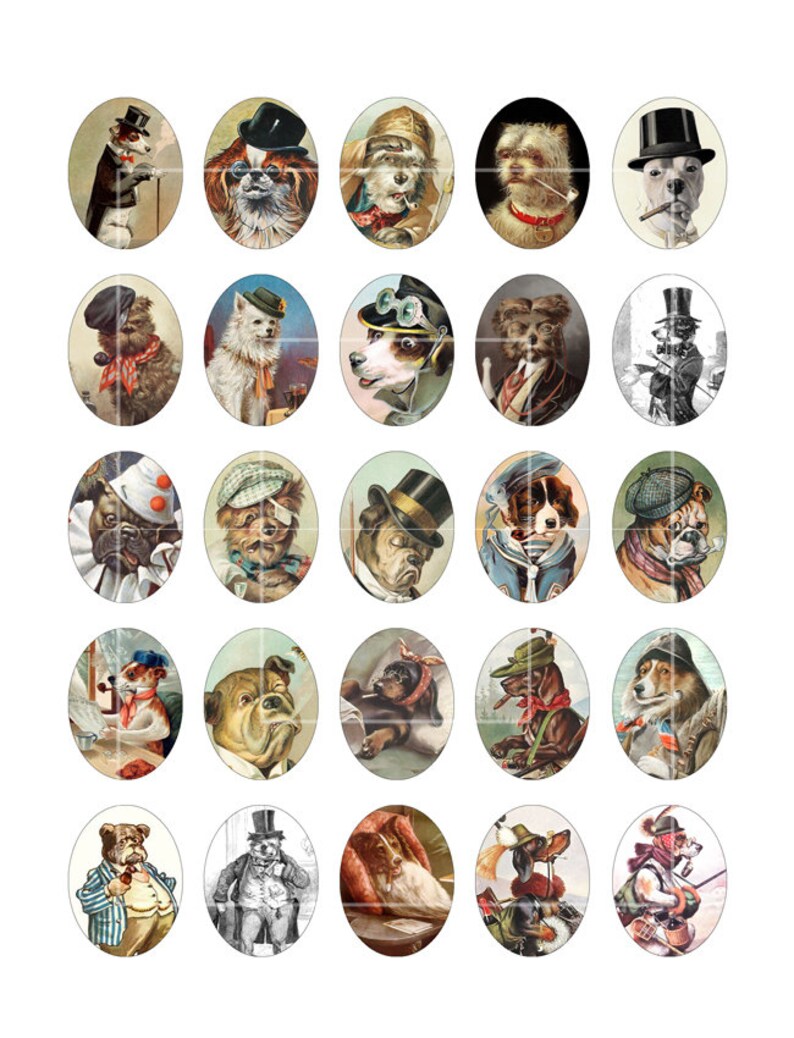 Victorian Dogs in Clothes 30x40 22x30 18x25 13x18 Oval Digital Etsy