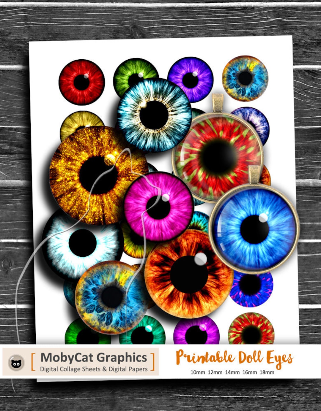 Printable Doll Eyes 10mm 12mm 14mm 16mm 18mm Round Images Iris Eyes Pupils Digital Collage Sheet ...