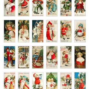 Christmas Children Domino Tiles 1x2 inch 1x3 inch 0.75x1.5 inch Printable Images for Jewelry making Digital Collage Sheet image 2