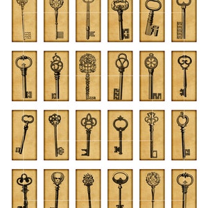 Old Keys 1x2 Inch, 0.75x1.5 Inch Skeleton Keys Domino Rectangular ...