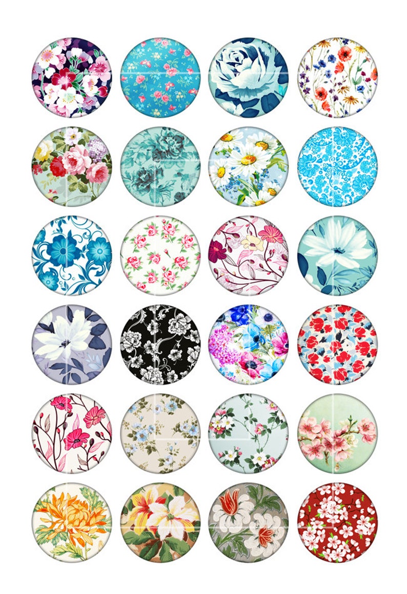 Spring Flowers 10mm 12mm 14mm 16mm 18mm Floral design for Earrings Printable Digital Collage Sheet Instant Down image 4