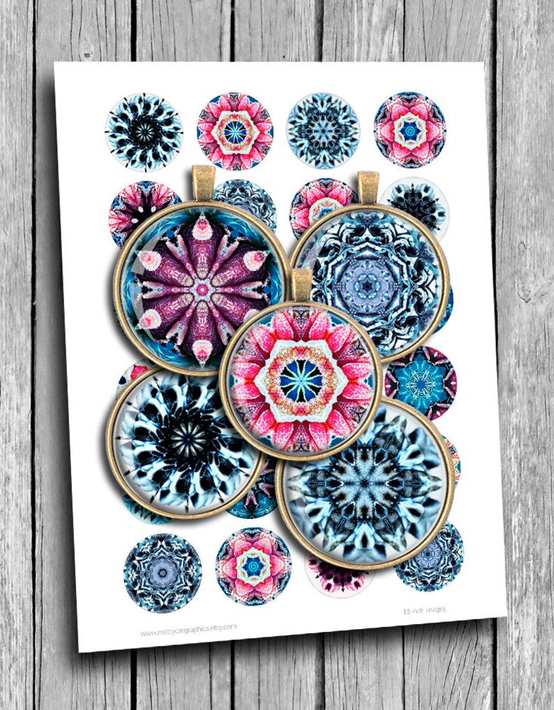 Printable Round Images 20 Mm 1.25 Inch 1 Inch 1.5 Inch Flower ...