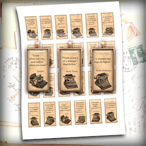 Literature Quotes - Domino Rectangular Images 1x2 inch, 0.75x1.5 inch Printable images Digital Collage Sheet - Instant Download