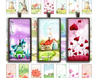 Folha de colagem Fairyland – Imagens retangulares de 1x2 e 0,75x1,5 polegadas (Download digital)