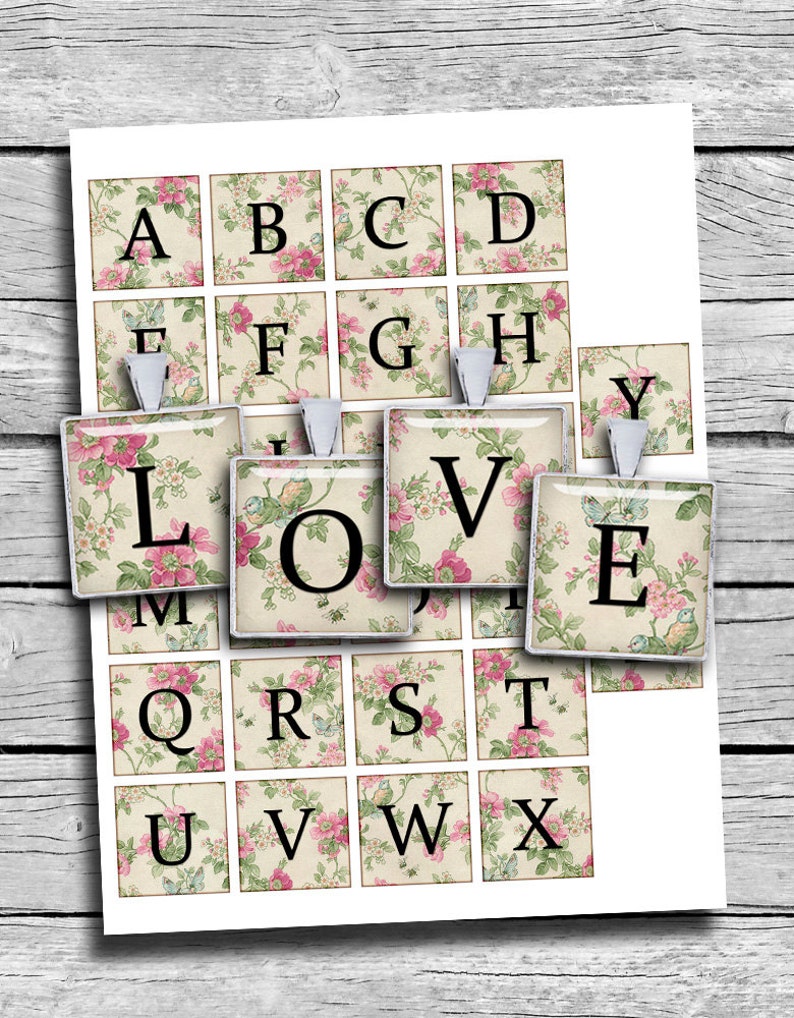floral alphabet square images 075x083 inch 1x1 inch and etsy